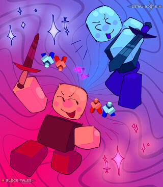 red noob and blue noob from block tales!